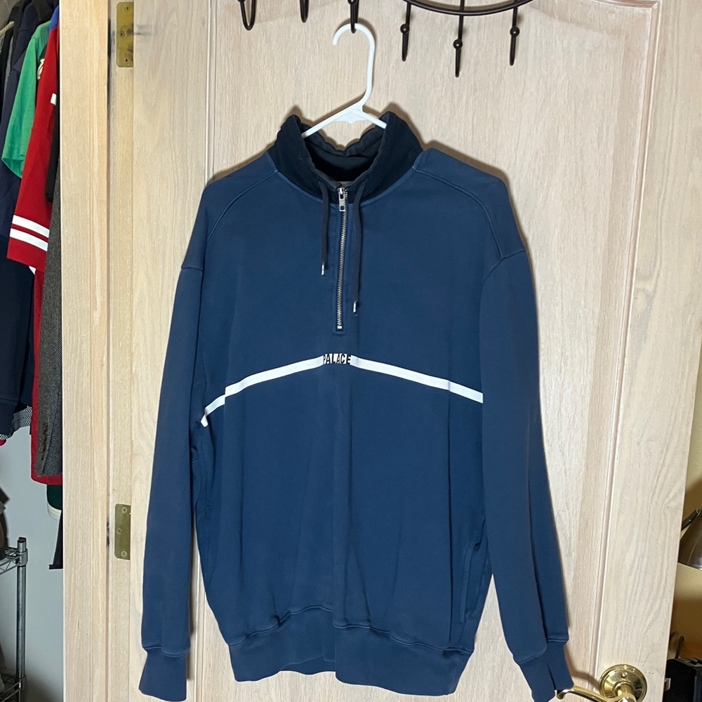 PALACE Men's Dark Blue Zip-Up Sweater